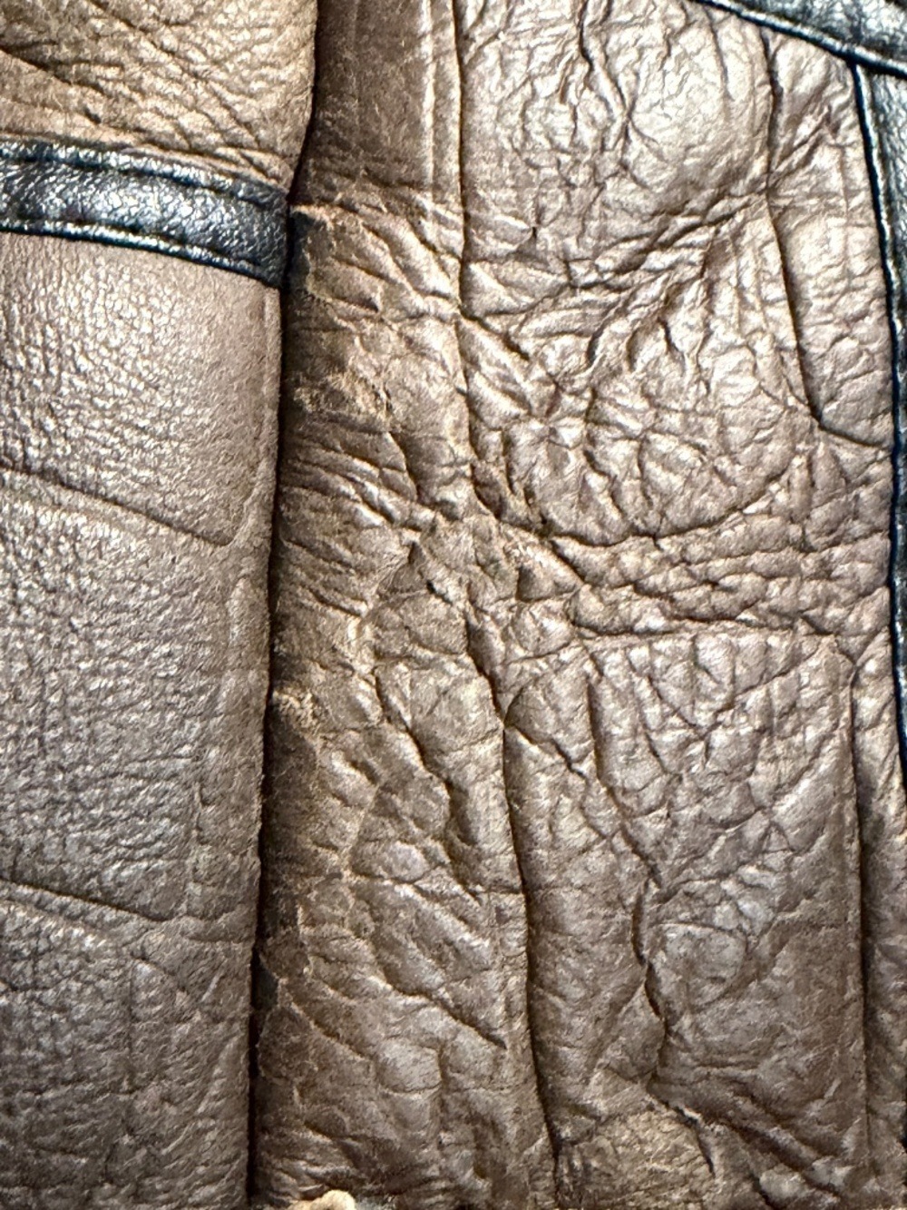 Vintage 70s 80s boxy brown black leather shearling oversized patchwork vest - Picture 17 of 17
